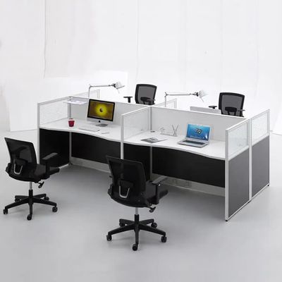 Γυάλινο πάνελ γραφείου τεσσάρων ατόμων ISO Modular Μαύρο Ξύλινο
