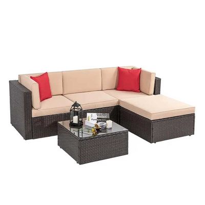 Γωνιακός καναπές κήπου Rattan Shape Αδιάβροχο Μικρό Γωνιακό Έπιπλο Κήπου