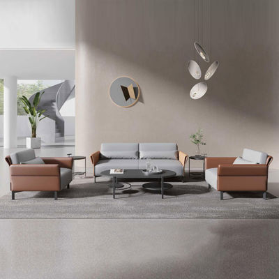 Sleek Design Έπιπλα γραφείου Καναπές Μασίφ Ξύλο Πλαίσιο Δερμάτινο Σετ καναπέ