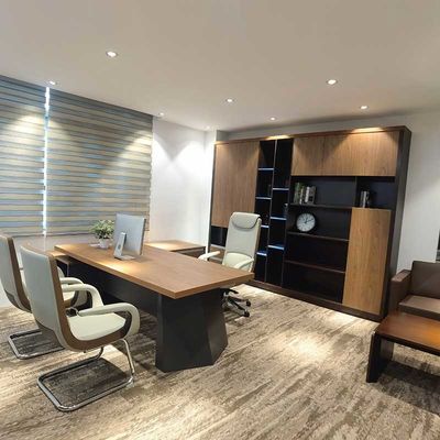 Λοξοφόρο γραφείο Executive Table L- σχήμα έπιπλα αφεντικού με ξύλινο πάνελ