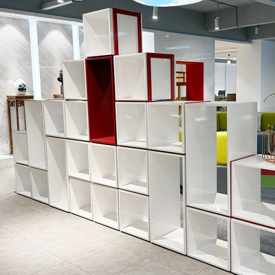 Customized Wooden Office Area Divider Bookcase Mobile Cube Bookcase Shelf