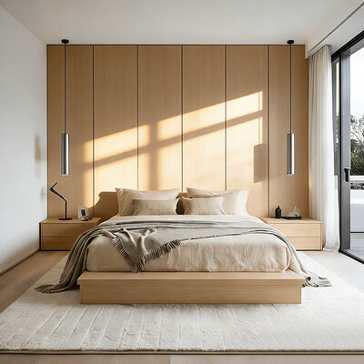 Σετ επίπλων υπνοδωματίου 5 αστέρων Wood Hotel King Queen Bed Bedside Cabinet For Hotel Villa