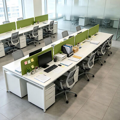 BS-WT60 Modular Workstation Desk με 25mm Μελαμίνη και Πράσινο Υφασμάτινο Διαχωριστικό - Προσαρμόσιμο Μέγεθος